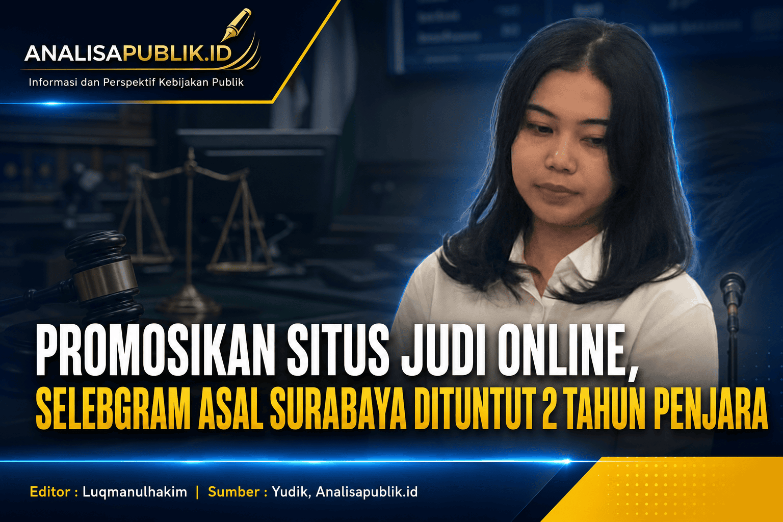Promosikan Situs Judi Online, Selebgram Asal Surabaya Dituntut 2 Tahun Penjara