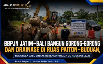 BBPJN Jatim–Bali Bangun Gorong-Gorong dan Drainase di Ruas Paiton–Buduan, Rekayasa Lalu Lintas Berlaku hingga 30 Agustus 2026
