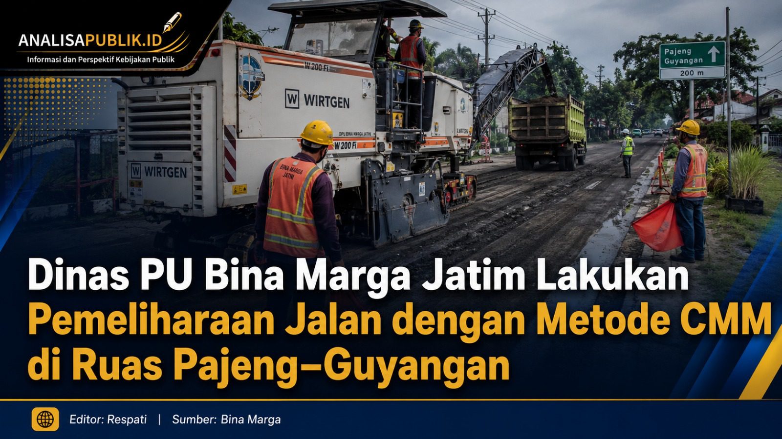 Dinas PU Bina Marga Jatim Lakukan Pemeliharaan Jalan dengan Metode CMM di Ruas Pajeng–Guyangan