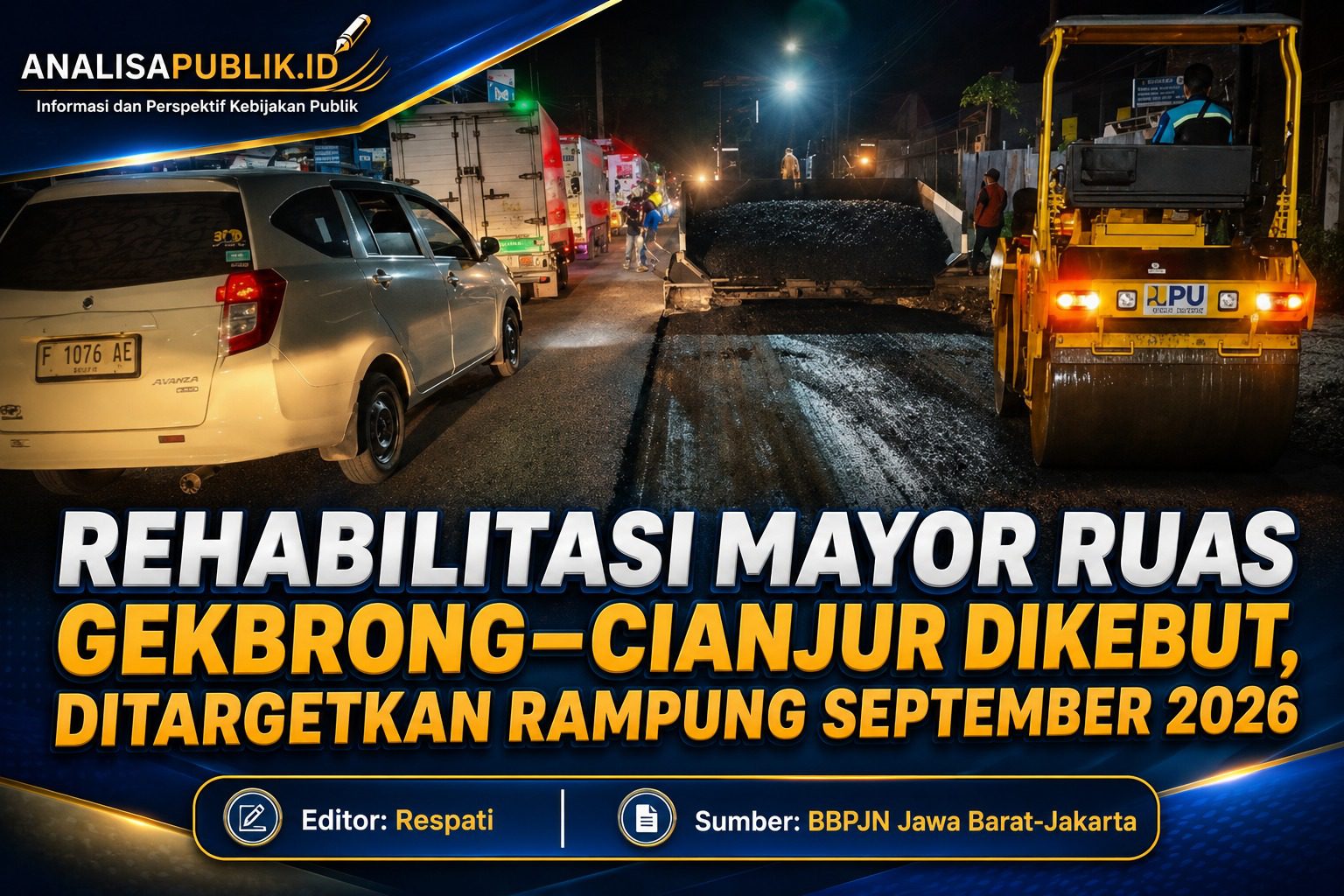 Rehabilitasi Mayor Ruas Gekbrong–Cianjur Dikebut, Ditargetkan Rampung September 2026
