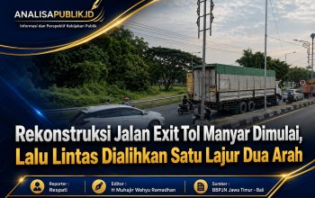 Rekonstruksi Jalan Exit Tol Manyar Dimulai, Lalu Lintas Dialihkan Satu Lajur Dua Arah