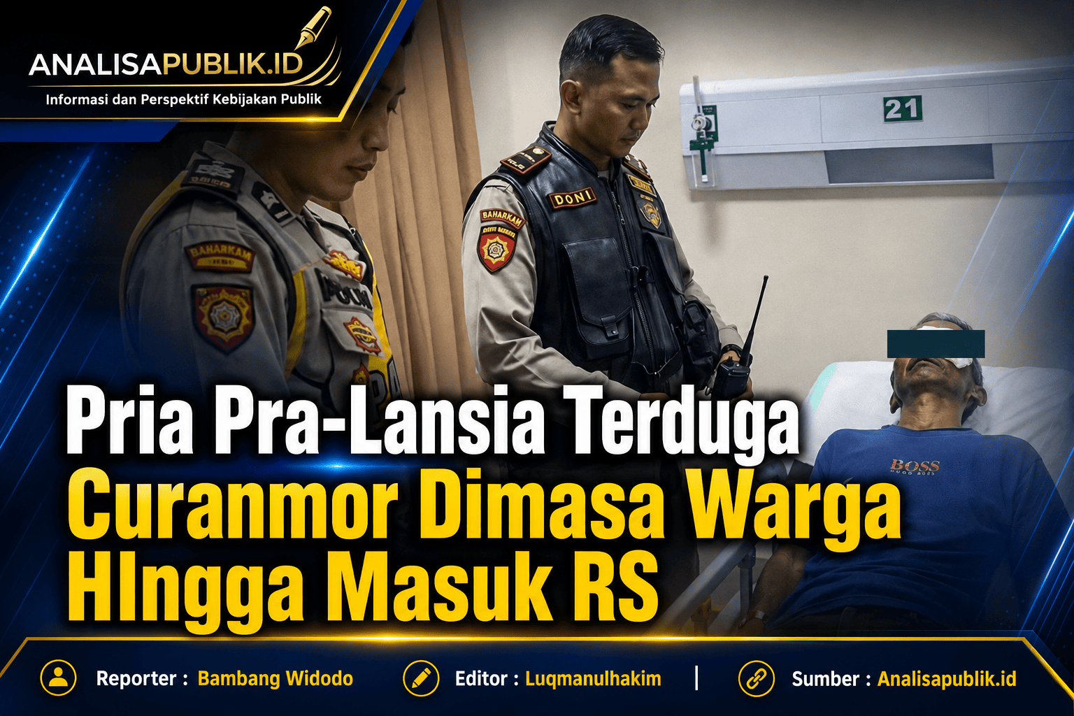 Pria Pra-Lansia Terduga Curanmor Dimasa Warga HIngga Masuk RS
