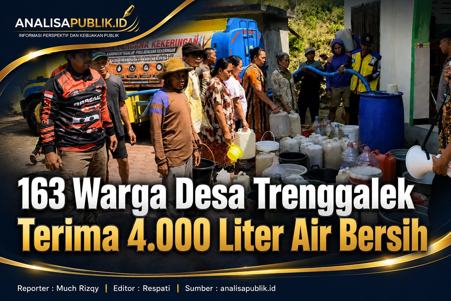 163 Warga Desa Trenggalek Terima 4.000 Liter Air Bersih