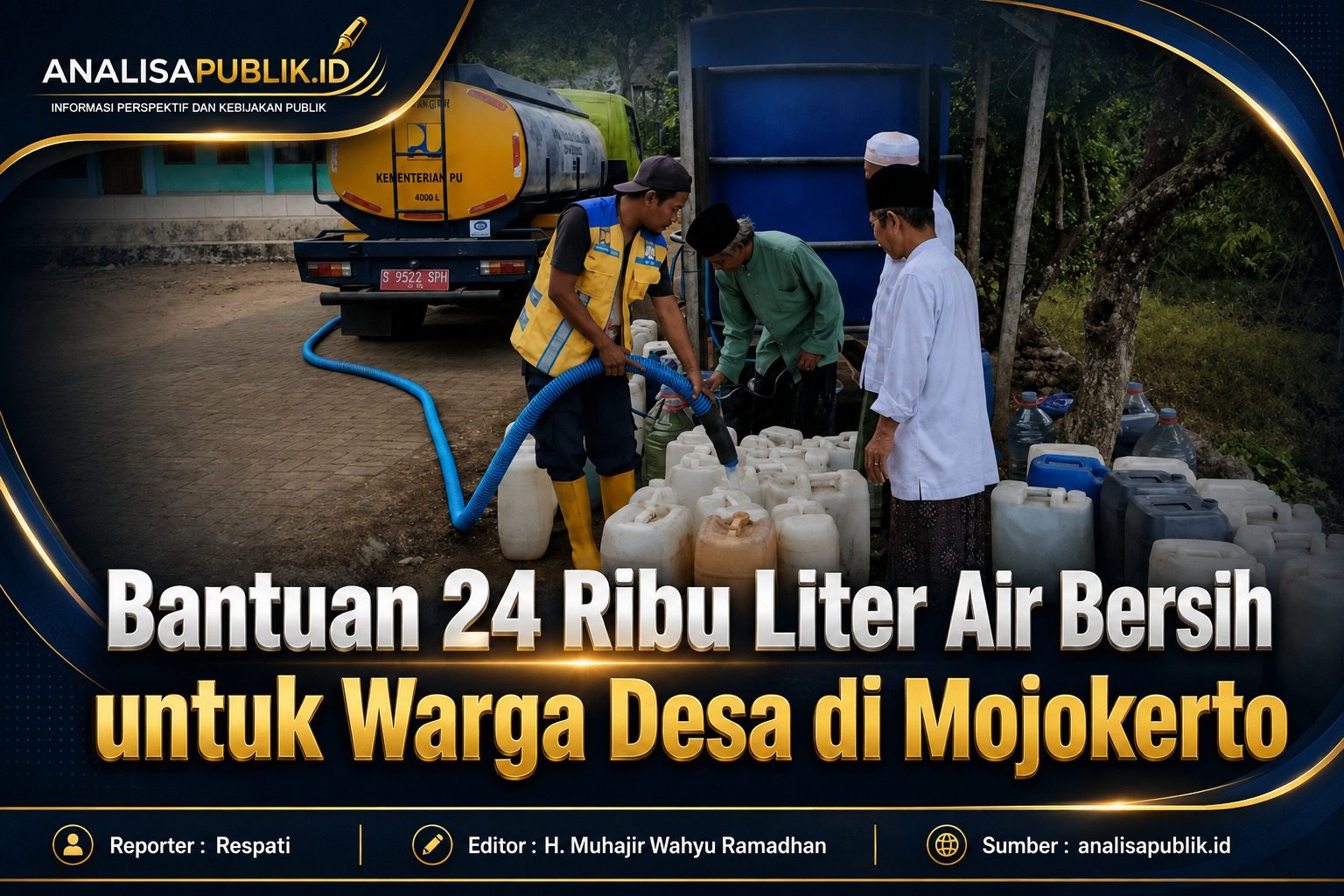 Bantuan 24 Ribu Liter Air Bersih untuk Warga Desa di Mojokerto