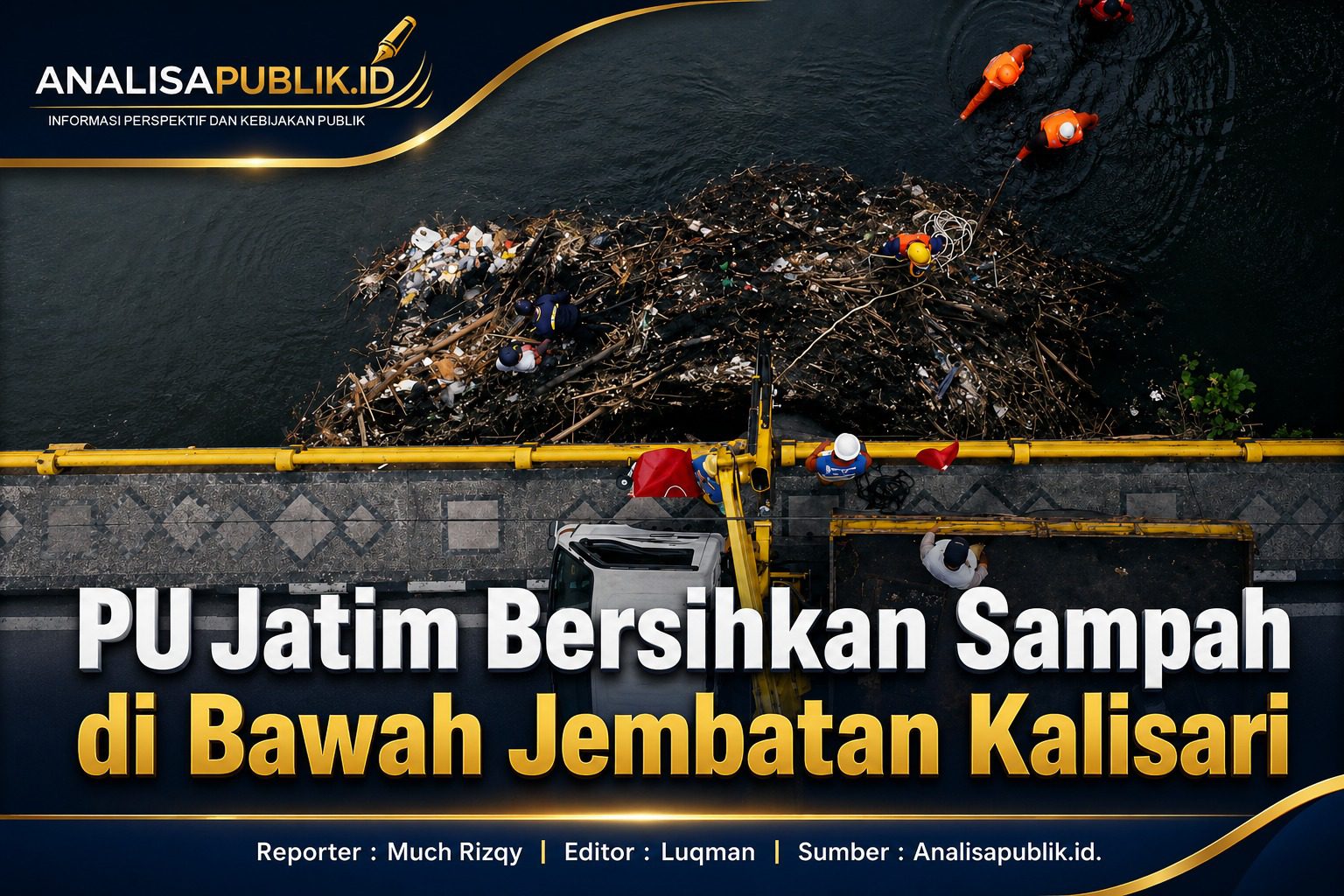 PU Jatim Bersihkan Sampah di Bawah Jembatan Kalisari