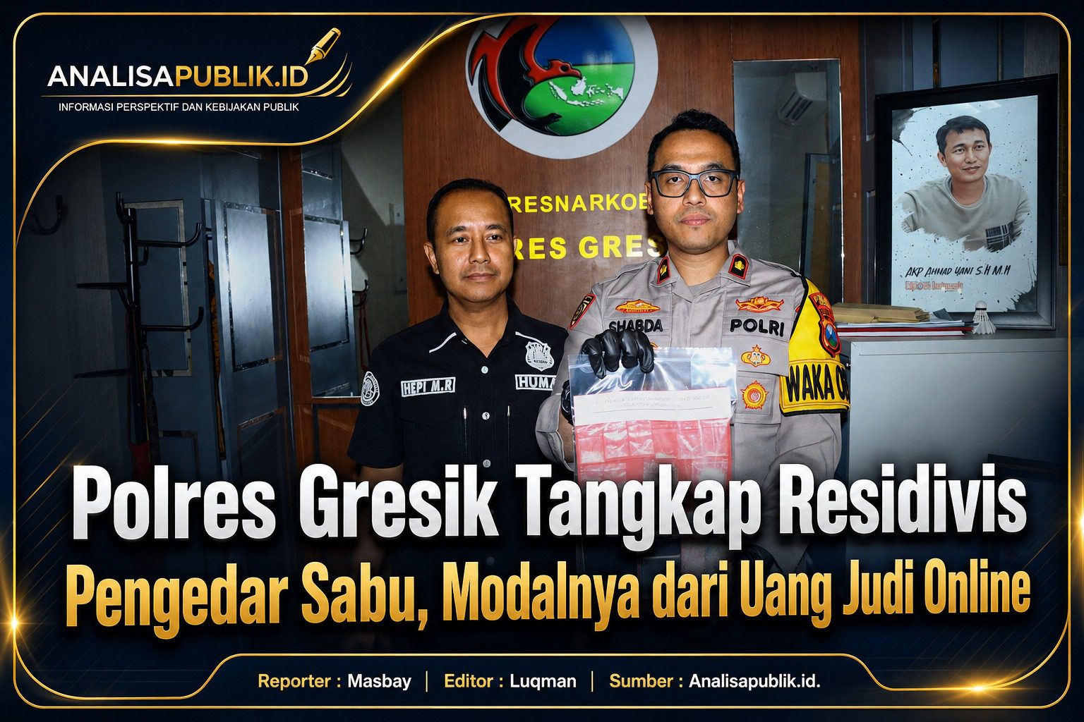 Polres Gresik Tangkap Residivis Pengedar Sabu, Modalnya dari Uang Judi Online