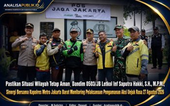 Pastikan Situasi Wilayah Tetap Aman, Dandim 0503/JB Letkol Inf Saputra Hakki, S.H., M.P.M.,  Sinergi Bersama Kapolres Metro Jakarta Barat Monitoring Pelaksanaan Pengamanan Aksi Unjuk Rasa 27 Agustus 2026
