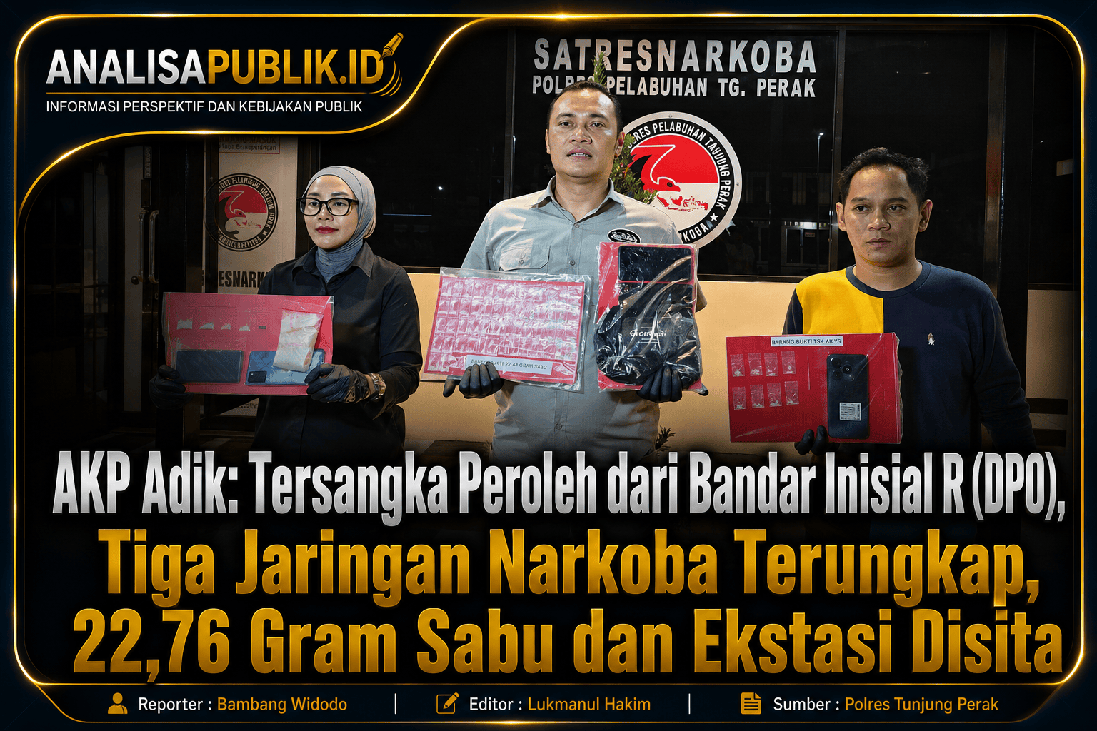 AKP Adik: Tersangka Peroleh dari Bandar Inisial R (DPO), Tiga Jaringan Narkoba Terungkap, 22,76 Gram Sabu dan Ekstasi Disita