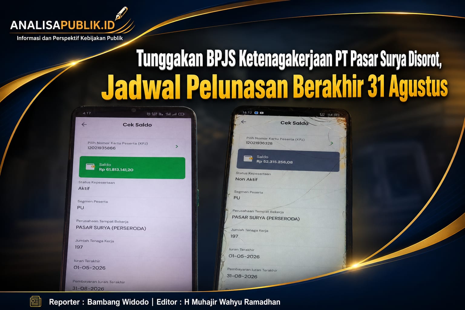 Tunggakan BPJS Ketenagakerjaan PT Pasar Surya Disorot, Jadwal Pelunasan Berakhir 31 Agustus