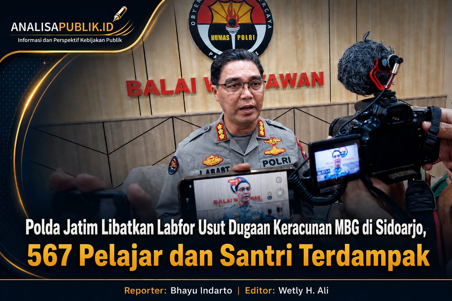 Polda Jatim Libatkan Labfor Usut Dugaan Keracunan MBG di Sidoarjo, 567 Pelajar dan Santri Terdampa