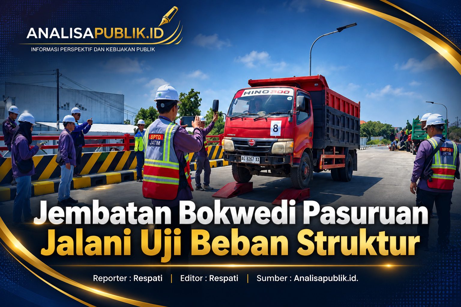 Jembatan Bokwedi Pasuruan Jalani Uji Beban Struktur