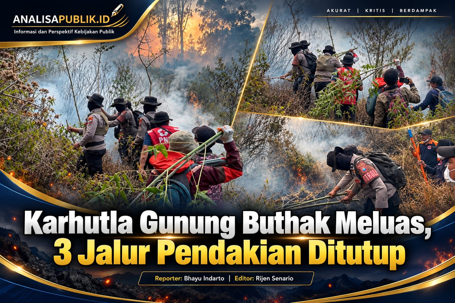 Karhutla Gunung Buthak Meluas, 3 Jalur Pendakian Ditutup