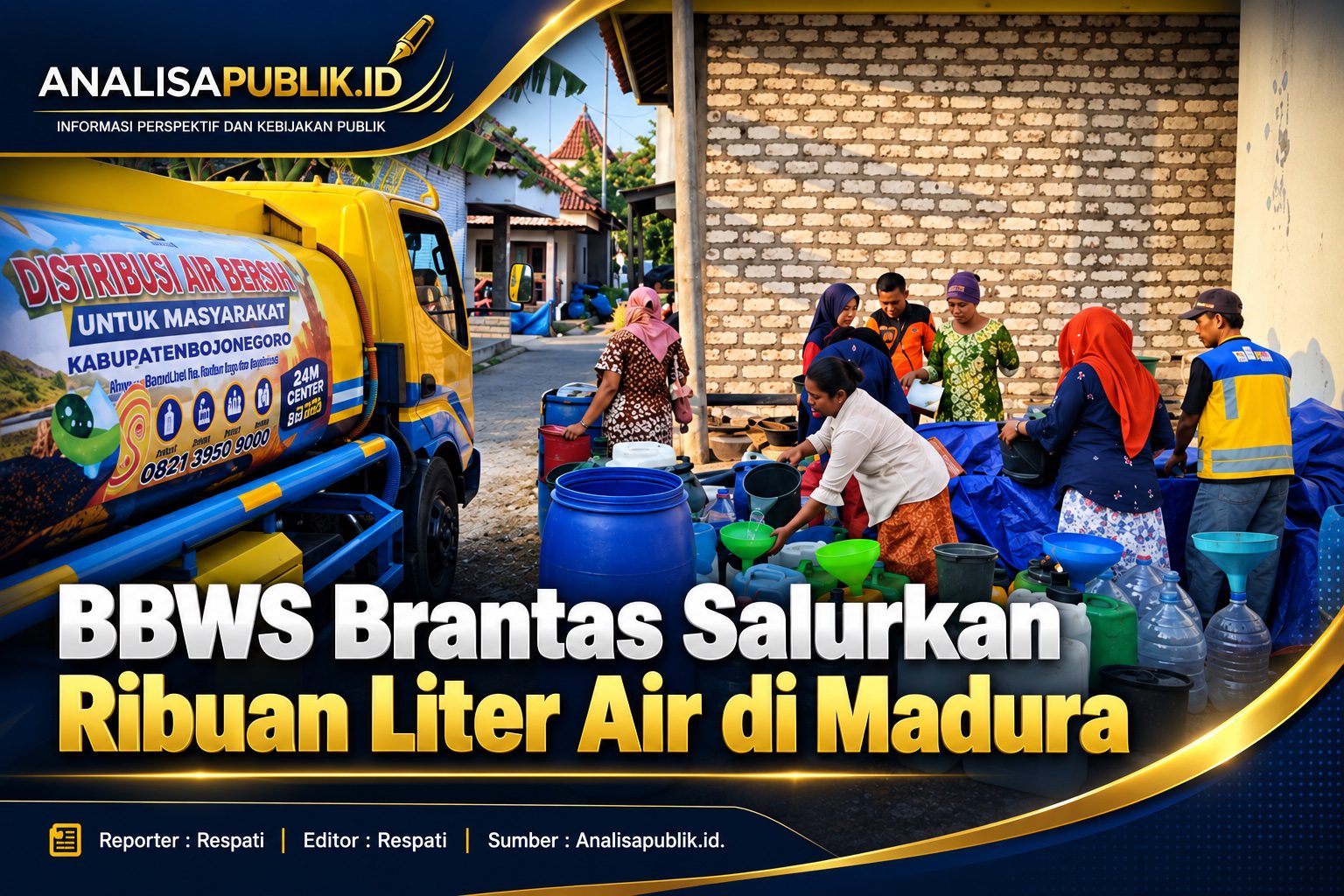 BBWS Brantas Salurkan Ribuan Liter Air di Madura