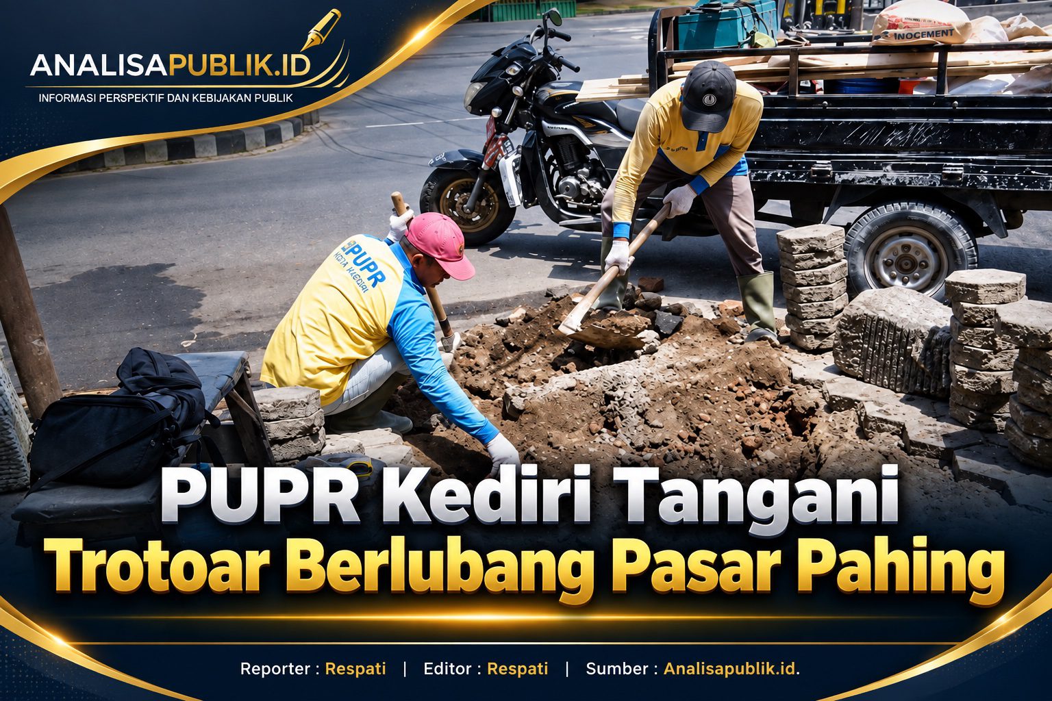 PUPR Kediri Tangani Trotoar Berlubang Pasar Pahing