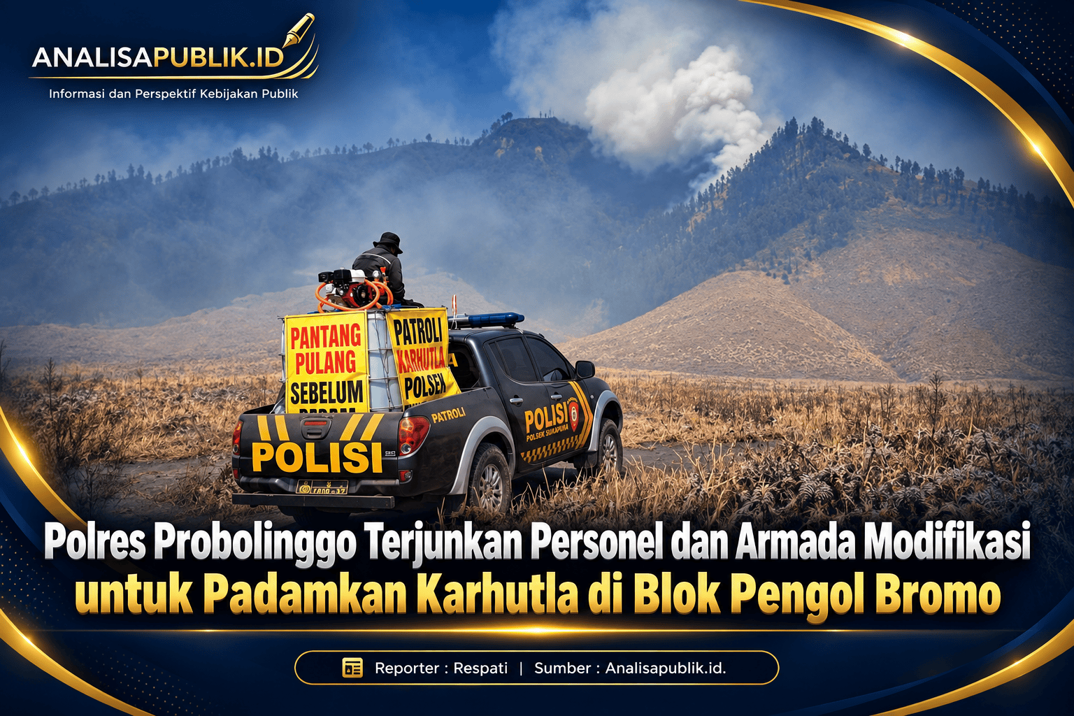 Polres Probolinggo Kerahkan Armada Modifikasi Padamkan Karhutla Bromo