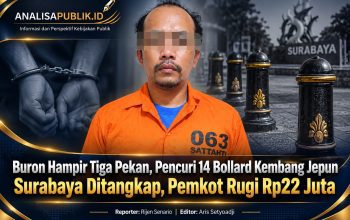 Buron Hampir Tiga Pekan, Pencuri 14 Bollard Kembang Jepun Surabaya Ditangkap, Pemkot Rugi Rp22 Juta