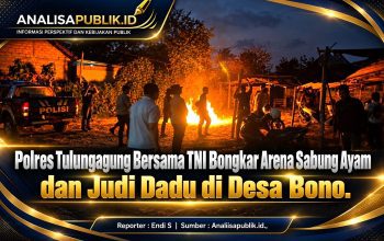 Polres Tulungagung Bersama TNI Bongkar Arena Sabung Ayam dan Judi Dadu di Desa Bono.