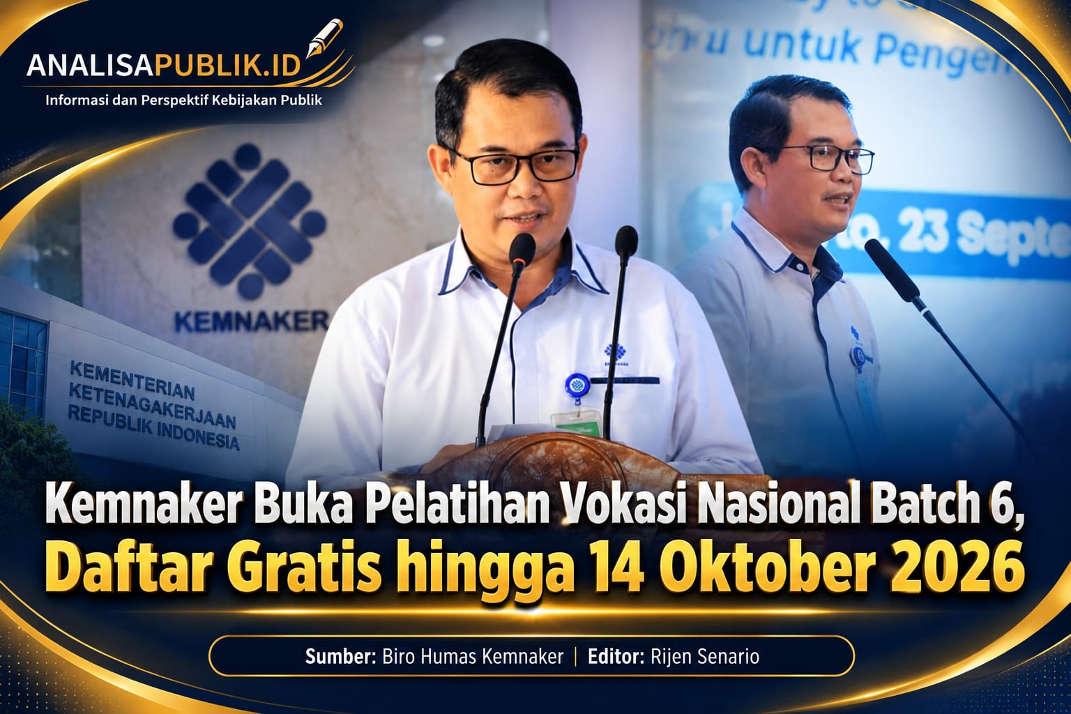 Kemnaker Buka Pelatihan Vokasi Nasional Batch 6, Daftar Gratis hingga 14 Oktober 2026