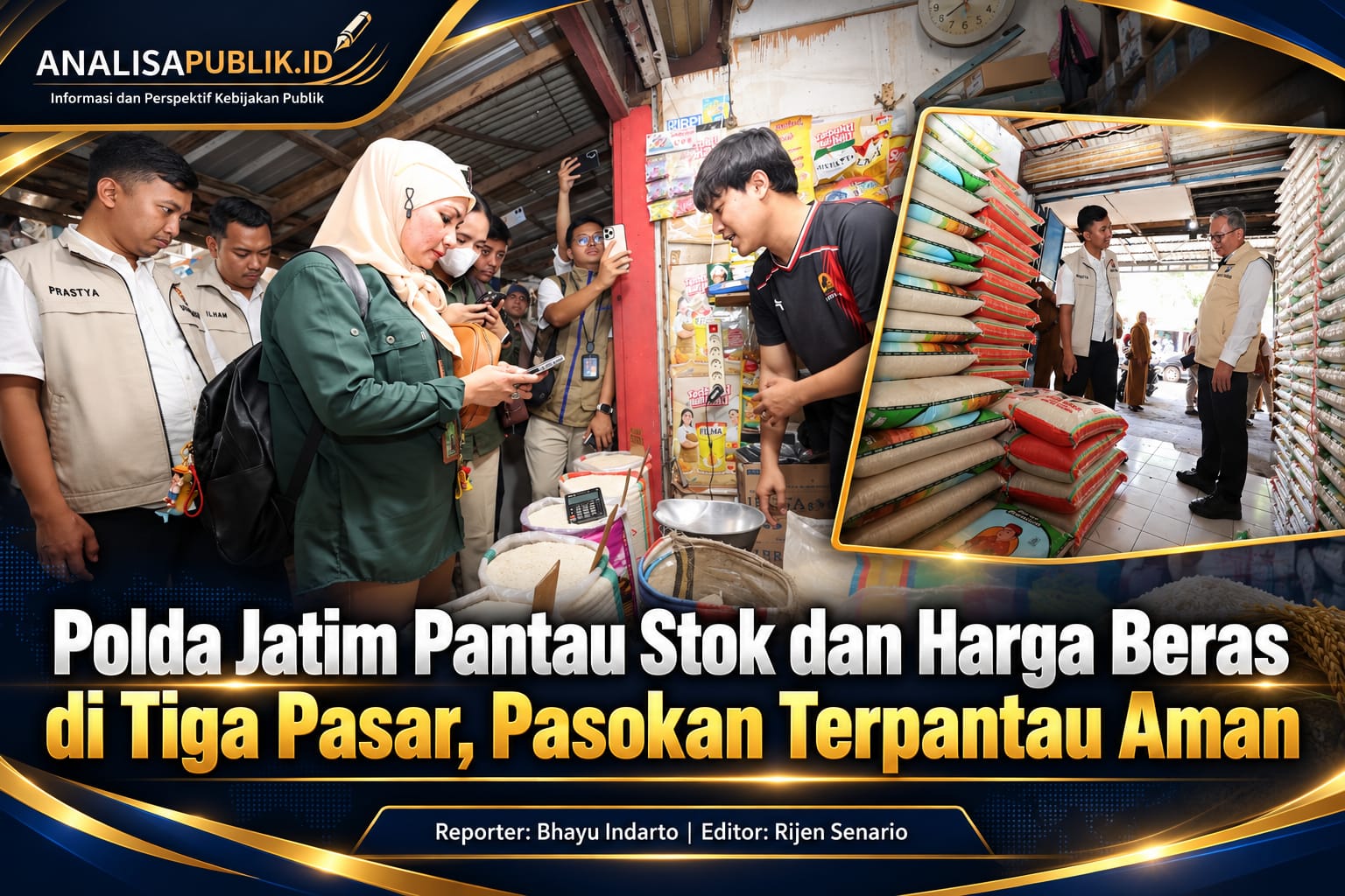 Polda Jatim Pantau Stok dan Harga Beras di Tiga Pasar, Pasokan Terpantau Aman
