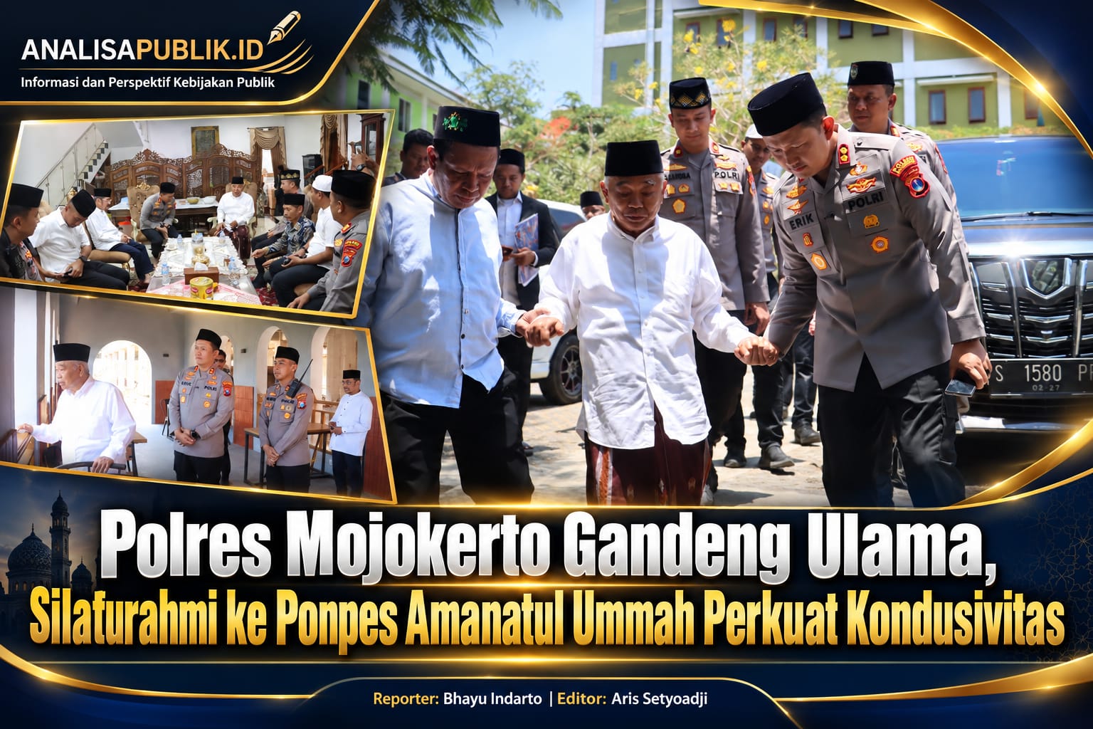 Polres Mojokerto Gandeng Ulama, Silaturahmi ke Ponpes Amanatul Ummah Perkuat Kondusivitas