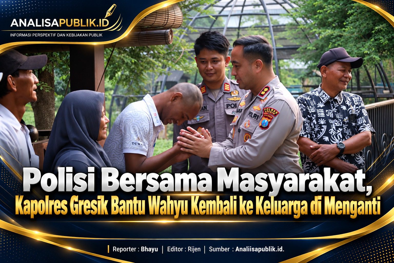 Polisi Bersama Masyarakat, Kapolres Gresik Bantu Wahyu Kembali ke Keluarga di Menganti