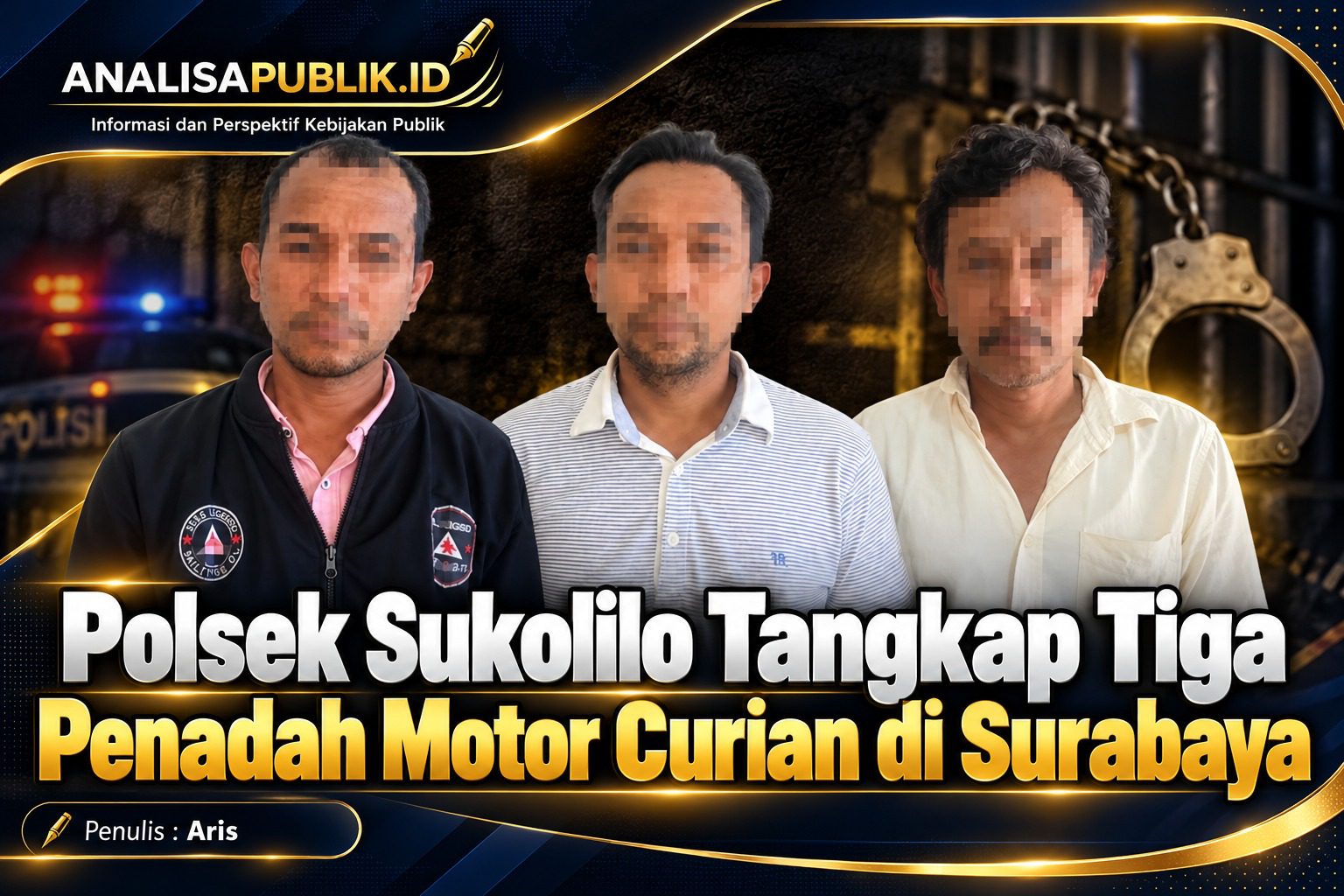 Polsek Sukolilo Tangkap Tiga Penadah Motor Curian di Surabaya