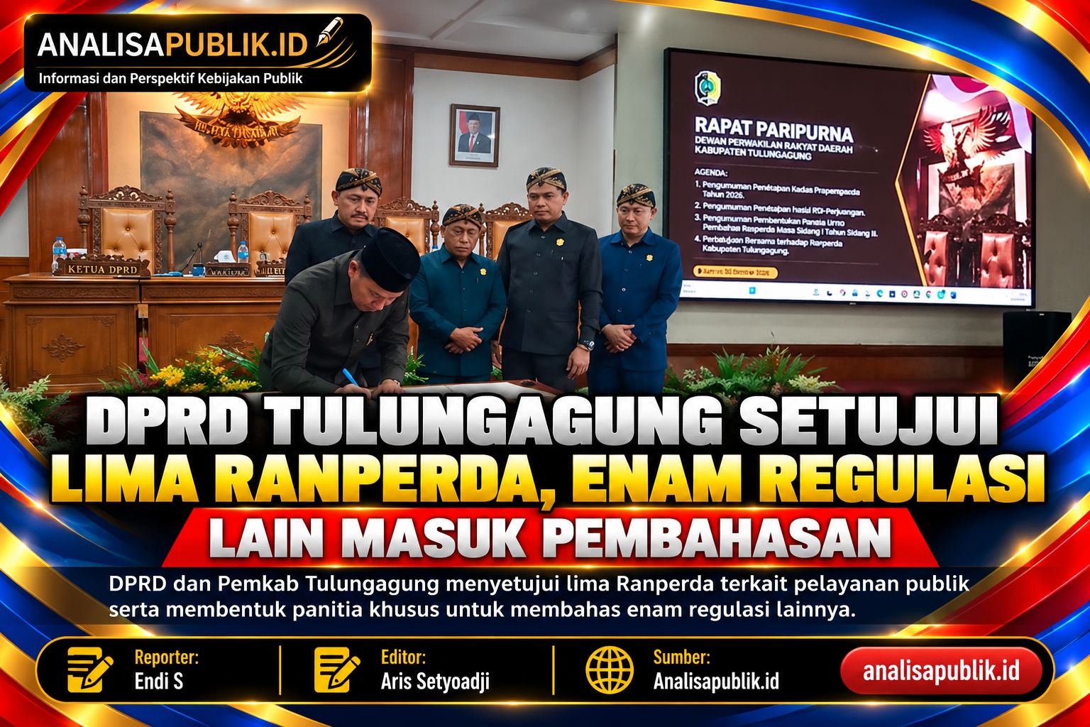 DPRD Tulungagung Setujui Lima Ranperda, Enam Regulasi Lain Masuk Pembahasan