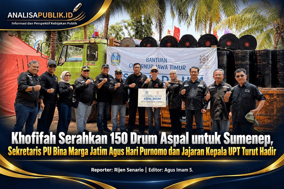 Khofifah Serahkan 150 Drum Aspal untuk Sumenep, Sekretaris PU Bina Marga Jatim Agus Hari Purnomo dan Jajaran Kepala UPT Turut Hadir