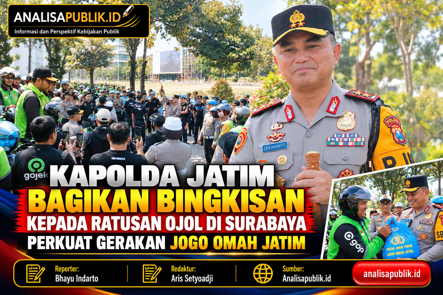 Kapolda Jatim Bagikan Bingkisan kepada Ratusan Ojol di Surabaya, Perkuat Gerakan Jogo Omah