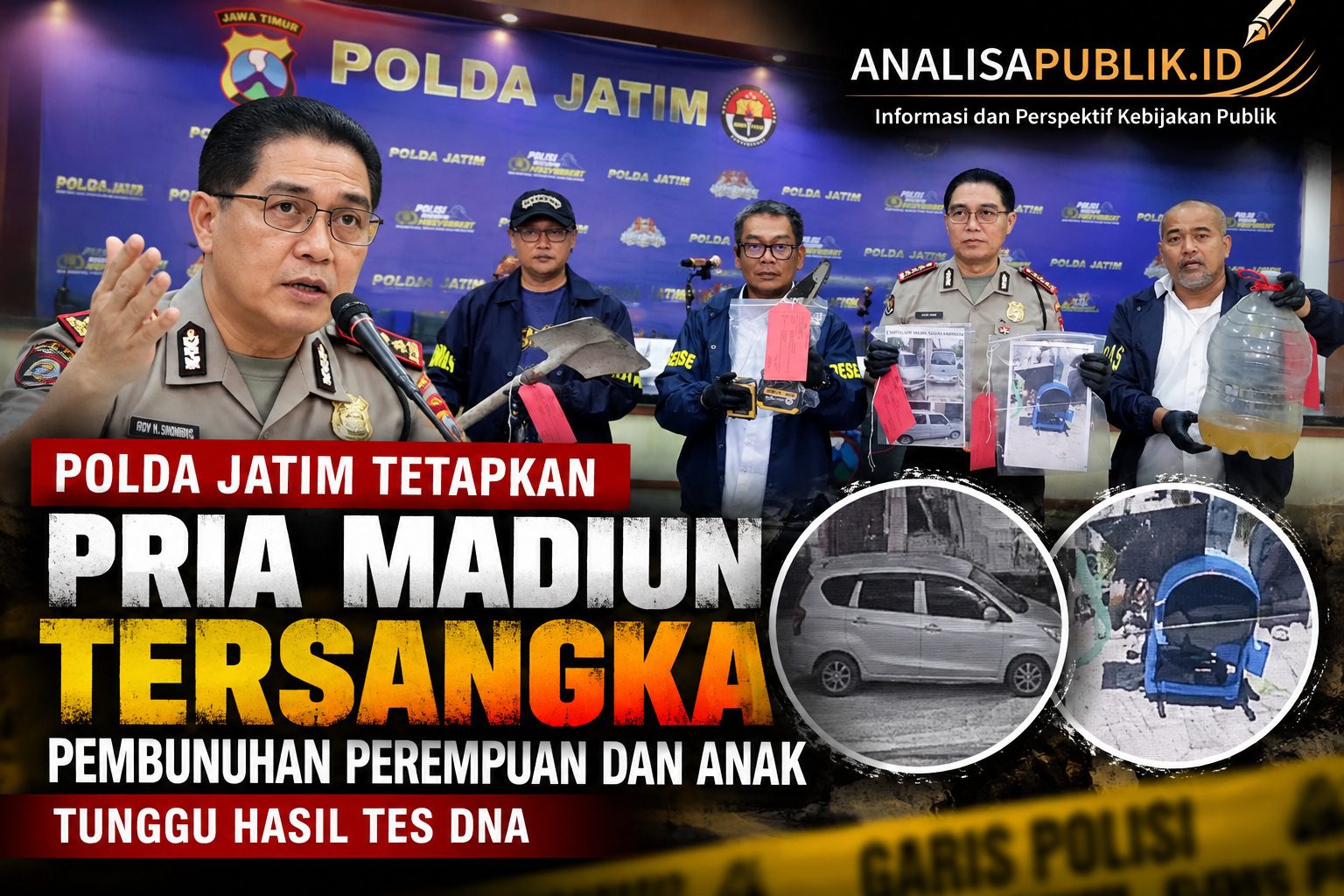 Polda Jatim Tetapkan Pria Madiun Tersangka Pembunuhan Perempuan dan Anak, Tunggu Hasil Tes DNA